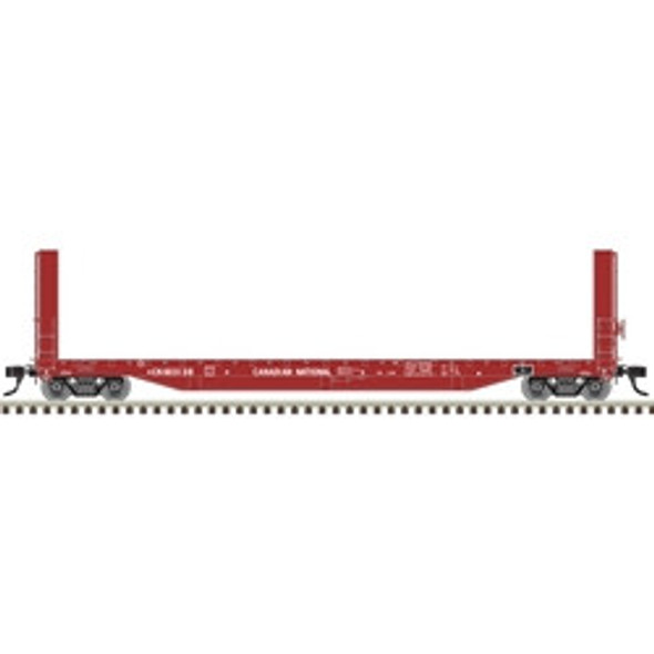 Flatcar, bulkhead, 51' 6", CN, red.