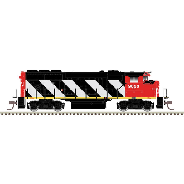 Locomotive, diesel, EMD GP40-2(W), CN #9650, stripes - DC