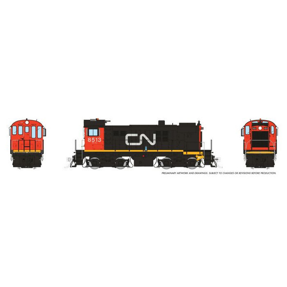 Locomotive, diesel, MLW S-13, CN #8515, noodle/red cab- DC