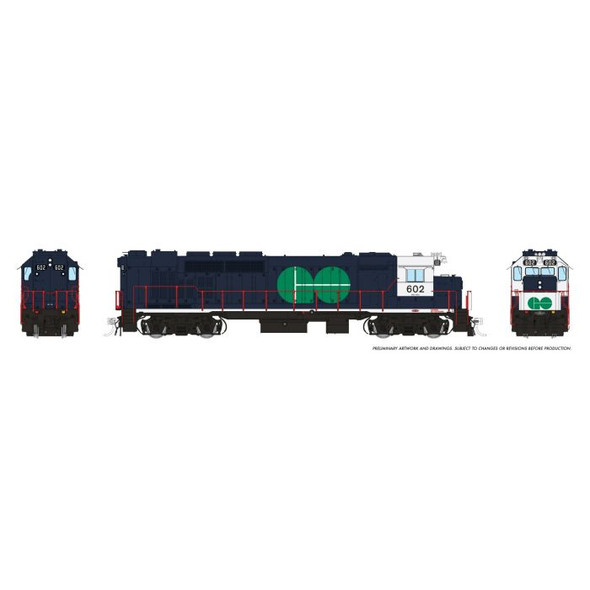 Locomotive, diesel, GMD GP40TC, GO #602, blue scheme  - DC