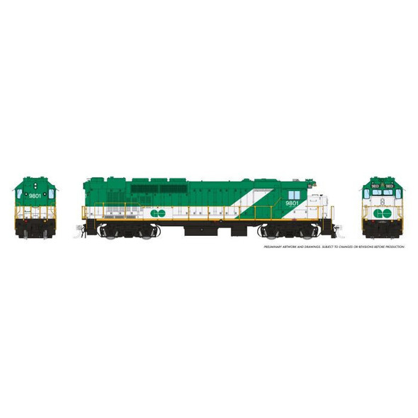 Locomotive, diesel, GMD GP40TC, GO #9804, green/white  - DCC/sound