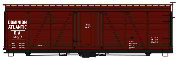 Boxcar kit, 36', wood, Fowler, DAR, white let'g