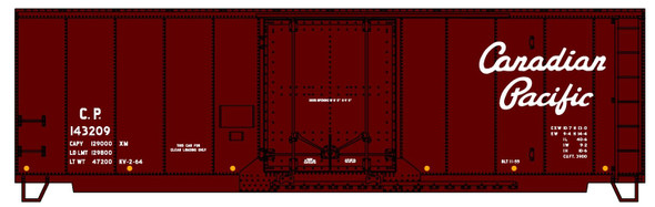 Boxcar kit, 40', plug-door, AAR, CP, script