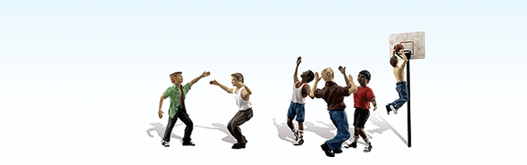 Figure, player (basketball) (x6) + hoop