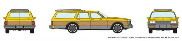 Automobile, station wagon "Woodie", Chev. Caprice, yellow, 1977+