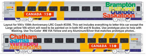 Decal, coach, LRC, VIA "Canada 150" scheme