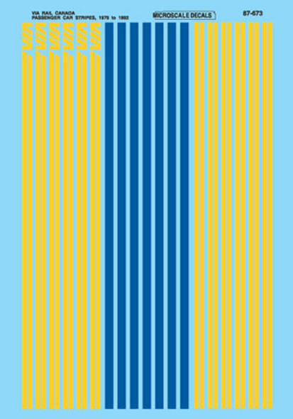Decal, passenger car stripes, VIA