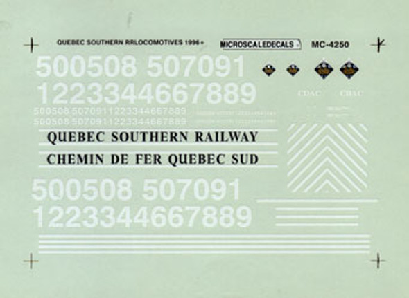 Decal, locomotive, Quebec Southern Railway, 1996+ 1