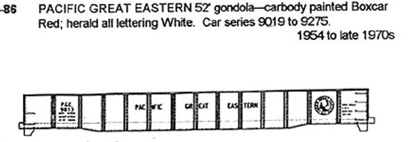 Decal, gondola, 52', PGE, 1954, caribou