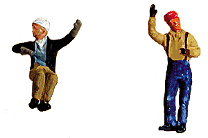 Figure, engineer/fireman, contemporary, slouching/leaning