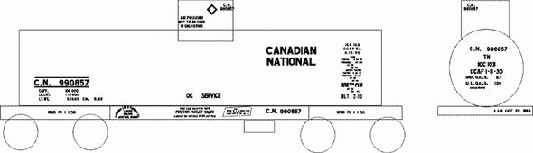 Decal, tank car, CN (990800-series), 1926 Decal, tank car, CN (990800-series), 1926