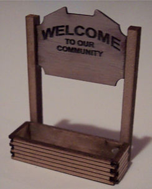 Sign kit, "welcome", with flower box (HO)