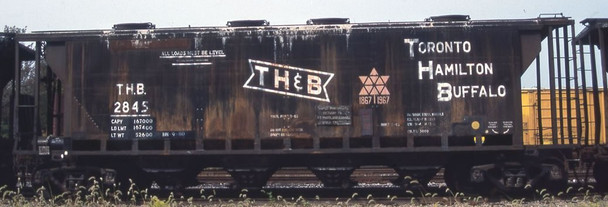 Decal, hopper car, covered, slab side, TH&B, black, white let'g