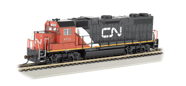 Locomotive, diesel, EMD GP38-2, CN #4720, red/black, stripe, noodle - DC