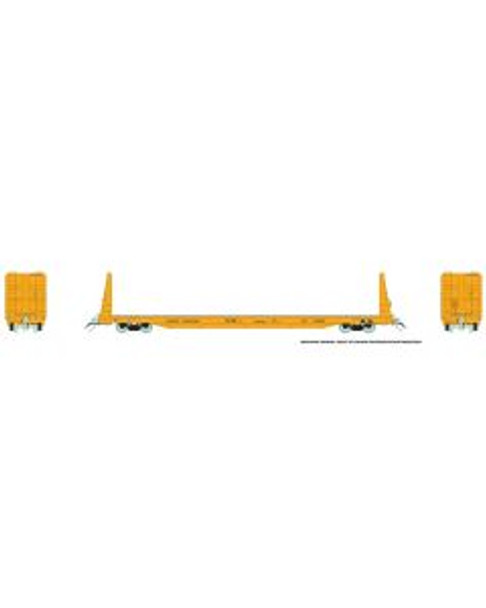 Flatcar, bulkhead, 62' Marine, ONT, yellow