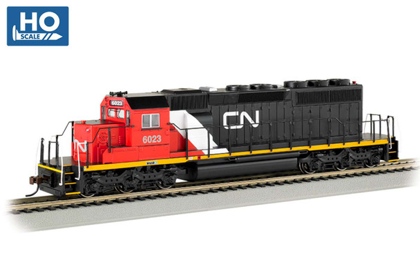 Locomotive, diesel, EMD SD40-2, CN #6023, red/black, stripe, noodle - DC
