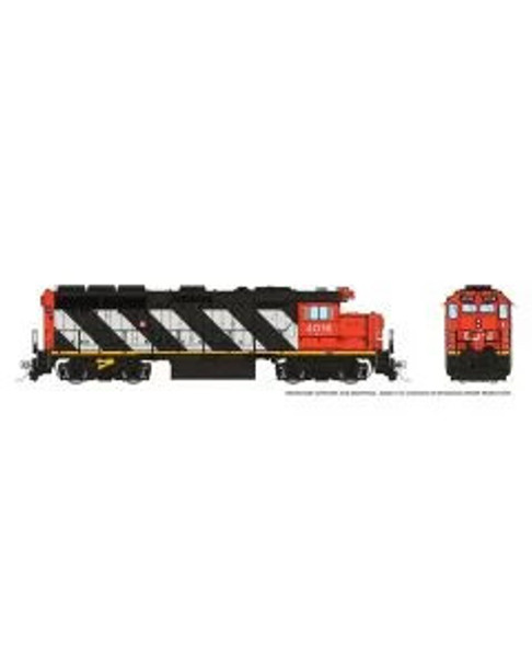 Locomotive, diesel, GMD GP40, CN #4013, stripes - DCC/sound