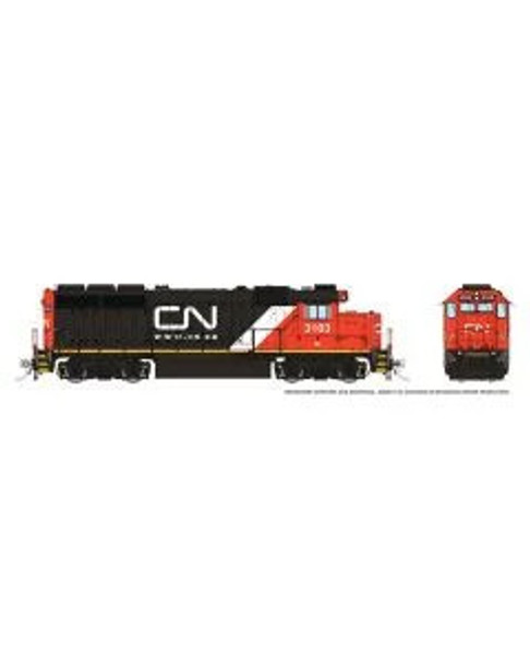 Locomotive, diesel, EMD GP40-2R, CN/IC #3123, noodle - DCC/sound