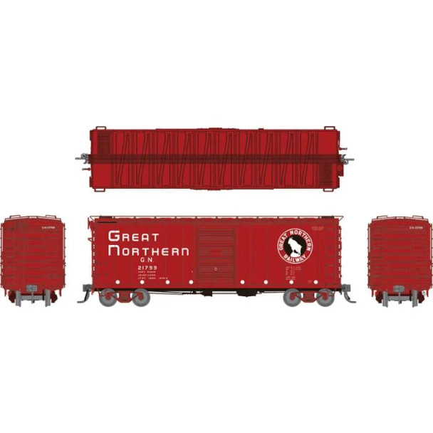 Boxcar, 40', wood, Great Northern 12-panel, early IDNE, vermillion