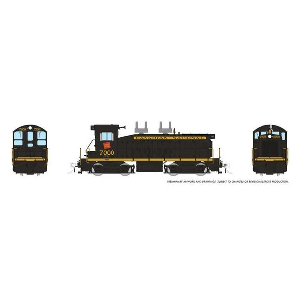 Locomotive, diesel, GMD SW9, CN #7007, black, yellow let'g - DCC/sound