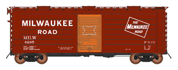 Boxcar, 40', rib-side, roof hatches, Milwaukee Road