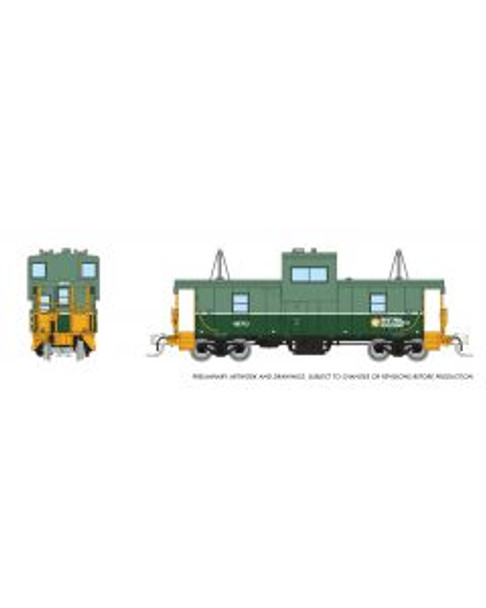 Caboose, wide vision, BCOL #1870, 2-tone green