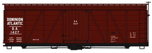 Boxcar kit, 36', wood, Fowler, DAR, white let'g