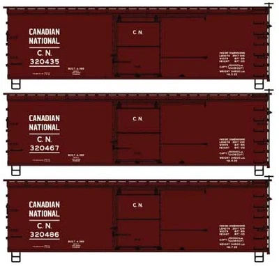 Boxcar kit, 36', wood, double-sheathed, CN, white let'g (x3)