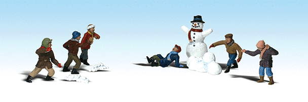Figure, children, playing snowballs (x6)