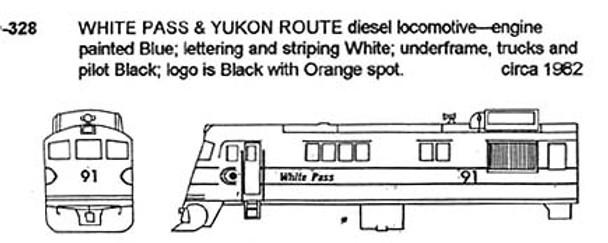 Decal, locomotive, WP&Y, 1982, blue/white