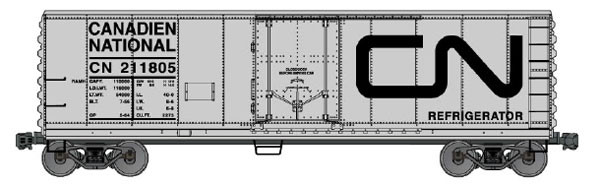 Refrigerator car kit, 40', ice, plug door, CN, aluminium, black noodle