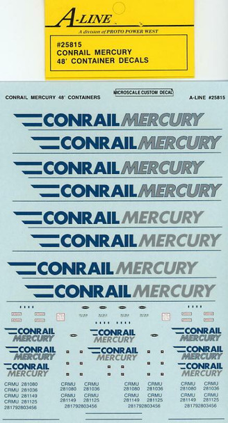 Decal, container, 48', Conrail Mercury