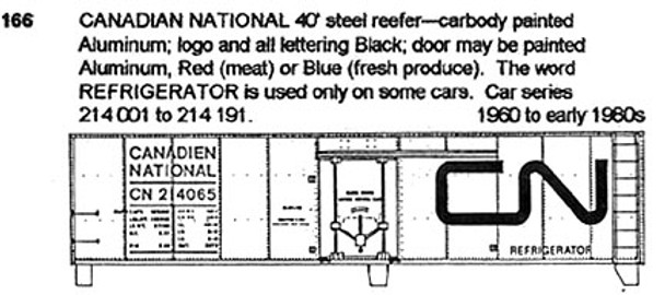 Decal, refrigerator car, steel, 40', CN, 1960+, aluminium