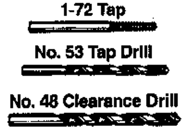 Set, tap and drill, #1-72