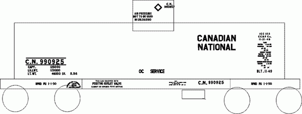 Decal, tank car, CN (990900-series), 1949 (War Emergency)