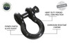 Recovery Shackle 3/4 Inch 4.75 Ton Steel Gloss Black Overland Vehicle Systems