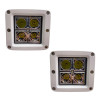 3x3 4-LED Cube Spot Lights Boxed Inch Pair Pair 32 Watts Total & 2800 LUX White Street Series Marine Sport Lighting
