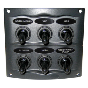 Marinco Waterproof Panel - 6 Switches - Grey, made by Marinco - 900-6WP Marinco Waterproof Panel - 6 Switches - Grey, made by Marinco - 900-6WP