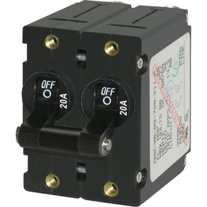 Blue Sea 7236 A-Series Double Pole Toggle - 20A - Black, made by Blue Sea Systems - 7236 Blue Sea 7236 A-Series Double Pole Toggle - 20A - Black, made by Blue Sea Systems - 7236