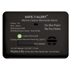 Safe-T-Alert 62 Series Carbon Monoxide Alarm - 12V - 62-541-Marine - Surface Mount - Black, made by Safe-T-Alert - 62-541-MARINE-BL Safe-T-Alert 62 Series Carbon Monoxide Alarm - 12V - 62-541-Marine - Surface Mount - Black, made by Safe-T-Alert - 62-541-MARINE-BL