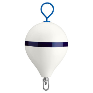 Polyform 17" CM Mooring Buoy w/Steel Iron - White Blue Stripe, made by Polyform U.S. - CM-3 WH-STR Polyform 17" CM Mooring Buoy w/Steel Iron - White Blue Stripe, made by Polyform U.S. - CM-3 WH-STR