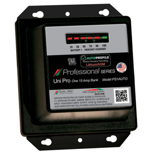 Dual Pro PS1 Auto 15A - 1-Bank Lithium/AGM Battery Charger, made by Dual Pro - PS1AUTO Dual Pro PS1 Auto 15A - 1-Bank Lithium/AGM Battery Charger, made by Dual Pro - PS1AUTO