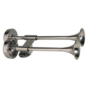 Schmitt Marine Deluxe All-Stainless Shorty Dual Trumpet Horn - 12V, made by Schmitt Marine - 10012 Schmitt Marine Deluxe All-Stainless Shorty Dual Trumpet Horn - 12V, made by Schmitt Marine - 10012