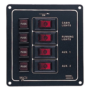 Sea-Dog Aluminum Switch Panel - Vertical - 4 Switch, made by Sea-Dog - 422010-1 Sea-Dog Aluminum Switch Panel - Vertical - 4 Switch, made by Sea-Dog - 422010-1