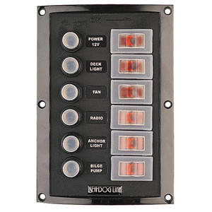 Sea-Dog Splash Guard Circuit Breaker Panel - 6 Circuit, made by Sea-Dog - 424806-1 Sea-Dog Splash Guard Circuit Breaker Panel - 6 Circuit, made by Sea-Dog - 424806-1