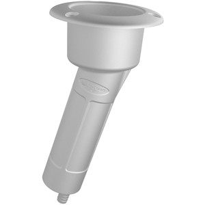 Mate Series Plastic 15° Rod & Cup Holder - Drain - Round Top - White, made by Mate Series - P1015DW Mate Series Plastic 15° Rod & Cup Holder - Drain - Round Top - White, made by Mate Series - P1015DW