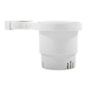 Camco Clamp-On Rail Mounted Cup Holder - Small for Up to 1-1/4" Rail - White, made by Camco - 53086 Camco Clamp-On Rail Mounted Cup Holder - Small for Up to 1-1/4" Rail - White, made by Camco - 53086