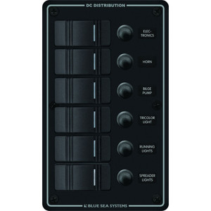 Blue Sea 8373 Water Resistant 6 Position - Black - Vertical Mount Panel, made by Blue Sea Systems - 8373 Blue Sea 8373 Water Resistant 6 Position - Black - Vertical Mount Panel, made by Blue Sea Systems - 8373