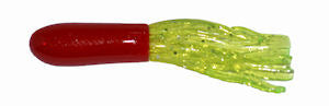Big Bite Crappie Tubes 1.5" 10ct Red/Chartreuse Sparkle, made by Big Bite Baits - Big Bite Crappie Tubes 1.5" 10ct Red/Chartreuse Sparkle, made by Big Bite Baits -