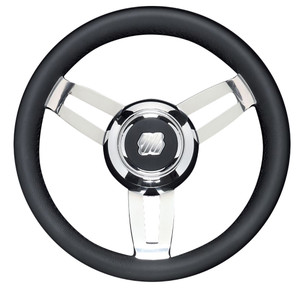 Uflex Morosini 13.8" Steering Wheel - Black Polyurethane w/Stainless Steel Spokes & Chrome Hub, made by Uflex USA - MOROSINI U/CH/B Uflex Morosini 13.8" Steering Wheel - Black Polyurethane w/Stainless Steel Spokes & Chrome Hub, made by Uflex USA - MOROSINI U/CH/B